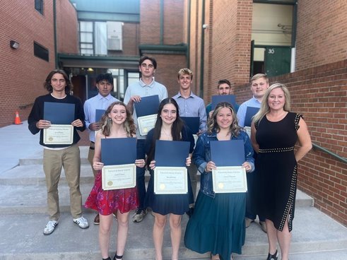 2024 Patrick & Henry Scholars display their award notices at Patrick County High School.